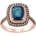 thumbnail image 1 of Cushion Cut Treated London Blue Topaz Double Halo Ring in 14K Gold, 1 of 7