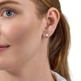 thumbnail image 3 of Lab Created White Sapphire Bezel Set Stud Earrings in 14K Gold, 3 of 4