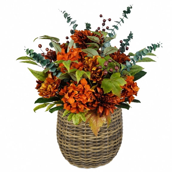 Artificial 36" Fall Baskets in Round Baskets, Assorted Colors
