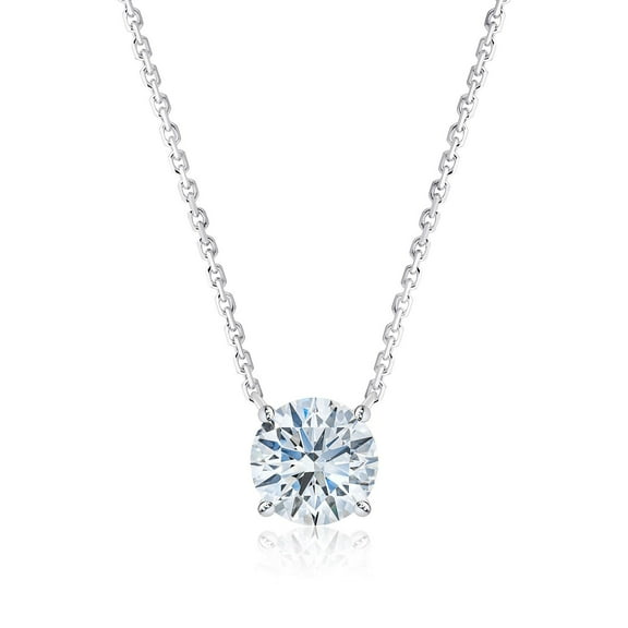 Lab Created Solitaire Diamond Pendant Necklace in 18K Gold