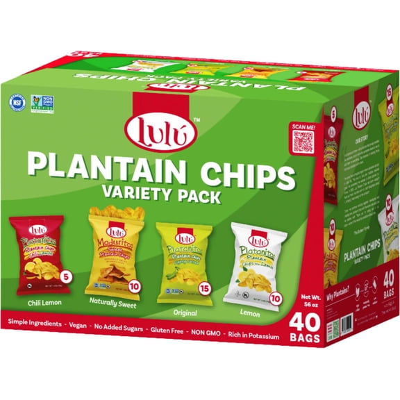 Lulu Plantain Variety Pack Chips, 1.4 oz., 40 pk.