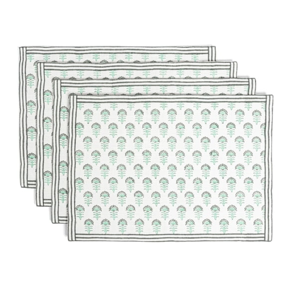 Over&Back 100% Cotton Hand-Blocked Placemats, Set of 4