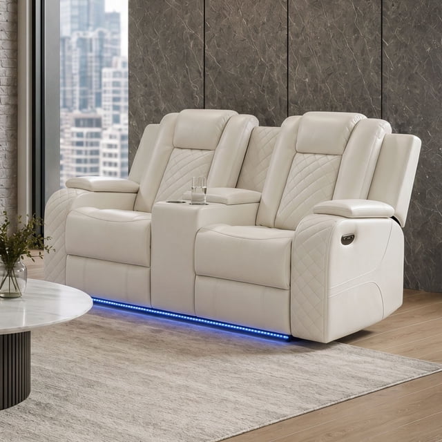 Society Den Amias Power Motion Loveseat with Power Headrest, and Console