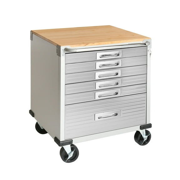 Seville Classics UltraHD 6-Drawer Rolling Cabinet, 28" W x 25" D x 34.5" H