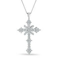 thumbnail image 1 of Baguette and Round Cut Diamond Cross Pendant Necklace in 14K Gold, 1 of 2