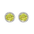 thumbnail image 2 of Round Cut Gemstone & 0.13 CT. T.W. Halo Diamond Stud Earrings in 14K Gold, 2 of 5