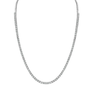 Round Cut Lab Created Gemstone Tennis Necklace in Sterling Silver