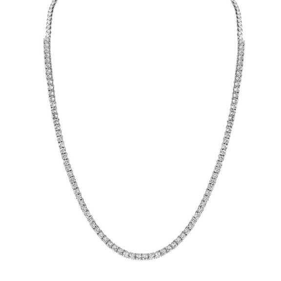 Round Cut Lab Created Gemstone Tennis Necklace in Sterling Silver