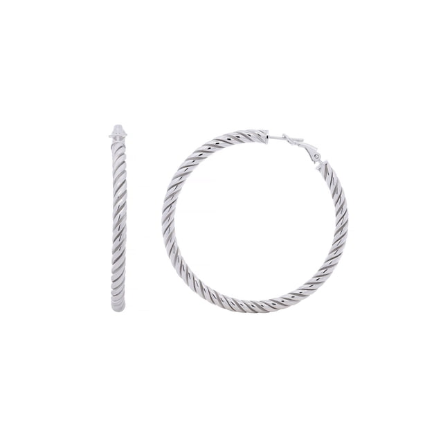 Italian Twisted Hoop Earrings in Sterling SIlver