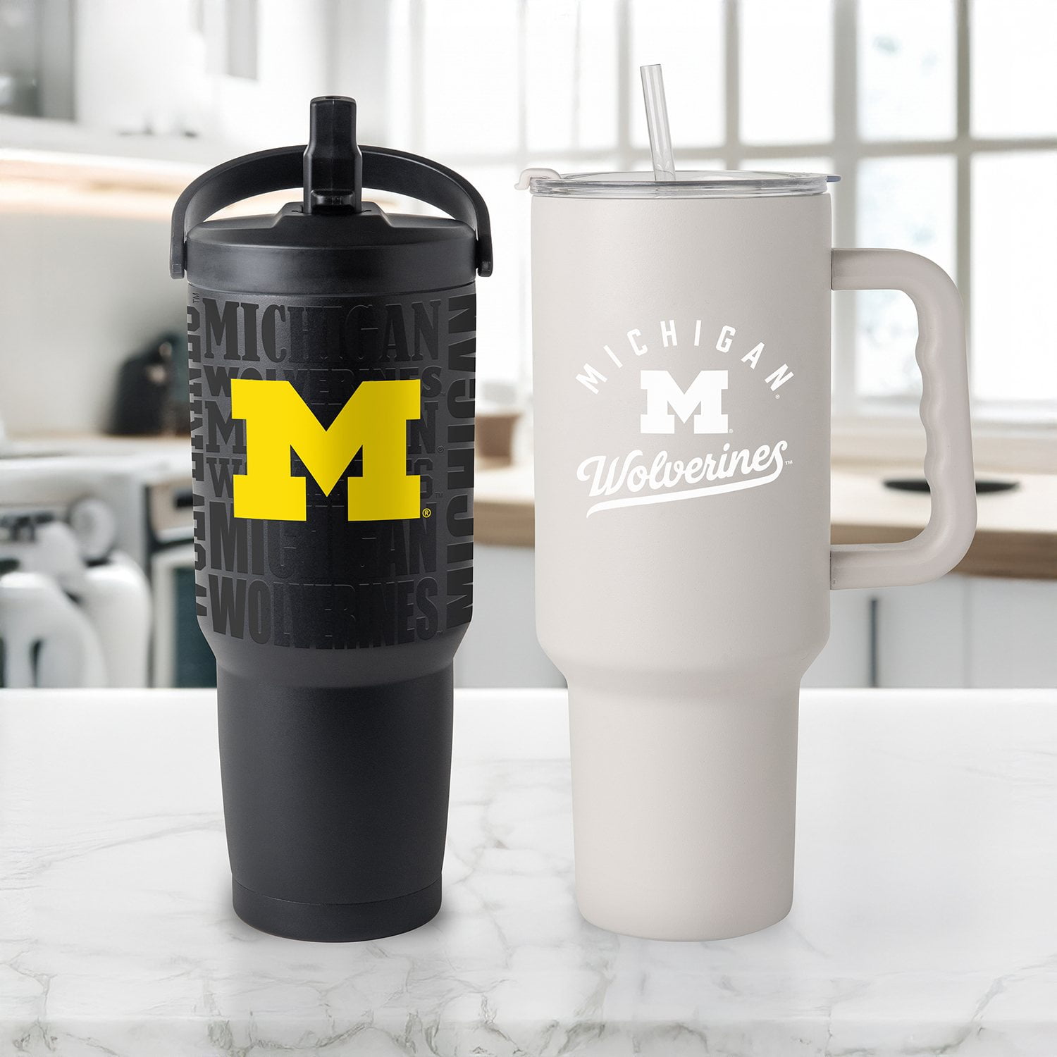 Logo Brands Michigan Wolverines Stainless Steel Tumbler Set Logo Brands Michigan Wolverines Stainless Steel Tumbler Set
