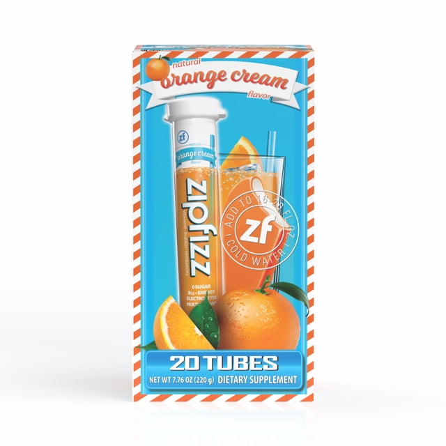 Zipfizz Energy Multi-Vitamin Hydration Drink Mix, Orange Cream, 20 ct.