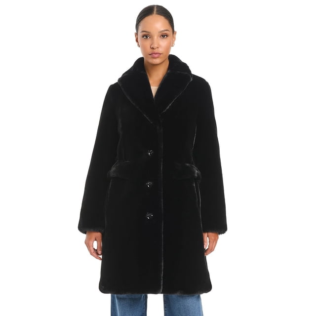 Vince Camuto Womens Faux Fur Coat