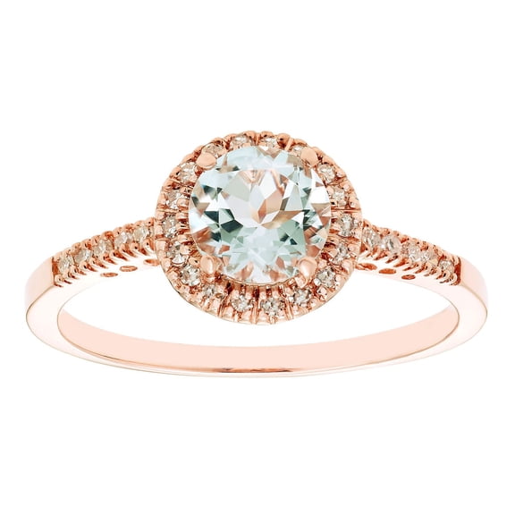 Round Cut Gemstone & 0.13 CT. T.W. Halo Diamond Ring in 14K Gold