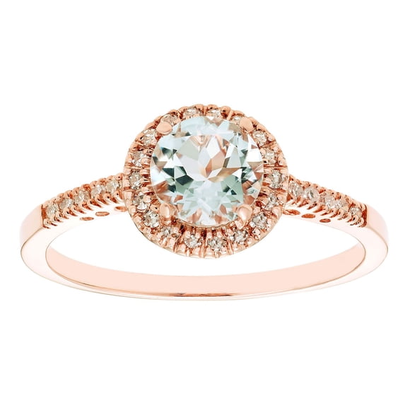 Round Cut Gemstone & 0.13 CT. T.W. Halo Diamond Ring in 14K Gold