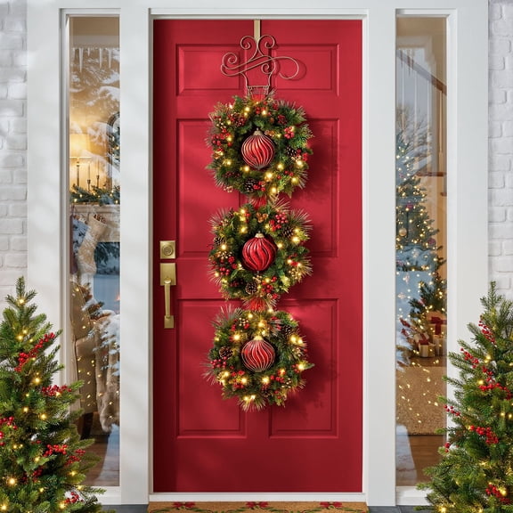 Member's Mark Pre-Lit 3 Wreath Door Hanger