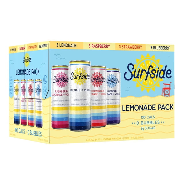 Surfside Lemonade Vodka Cocktail Variety Pack, 12 fl. oz. can, 12 pk.