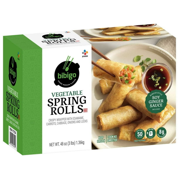 Bibigo Vegetable Spring Roll with Ginger Sauce, Frozen, 48 oz