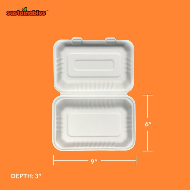 Kanak Sustainables™ Hoagie Hinged Lid To Go Food Container 9