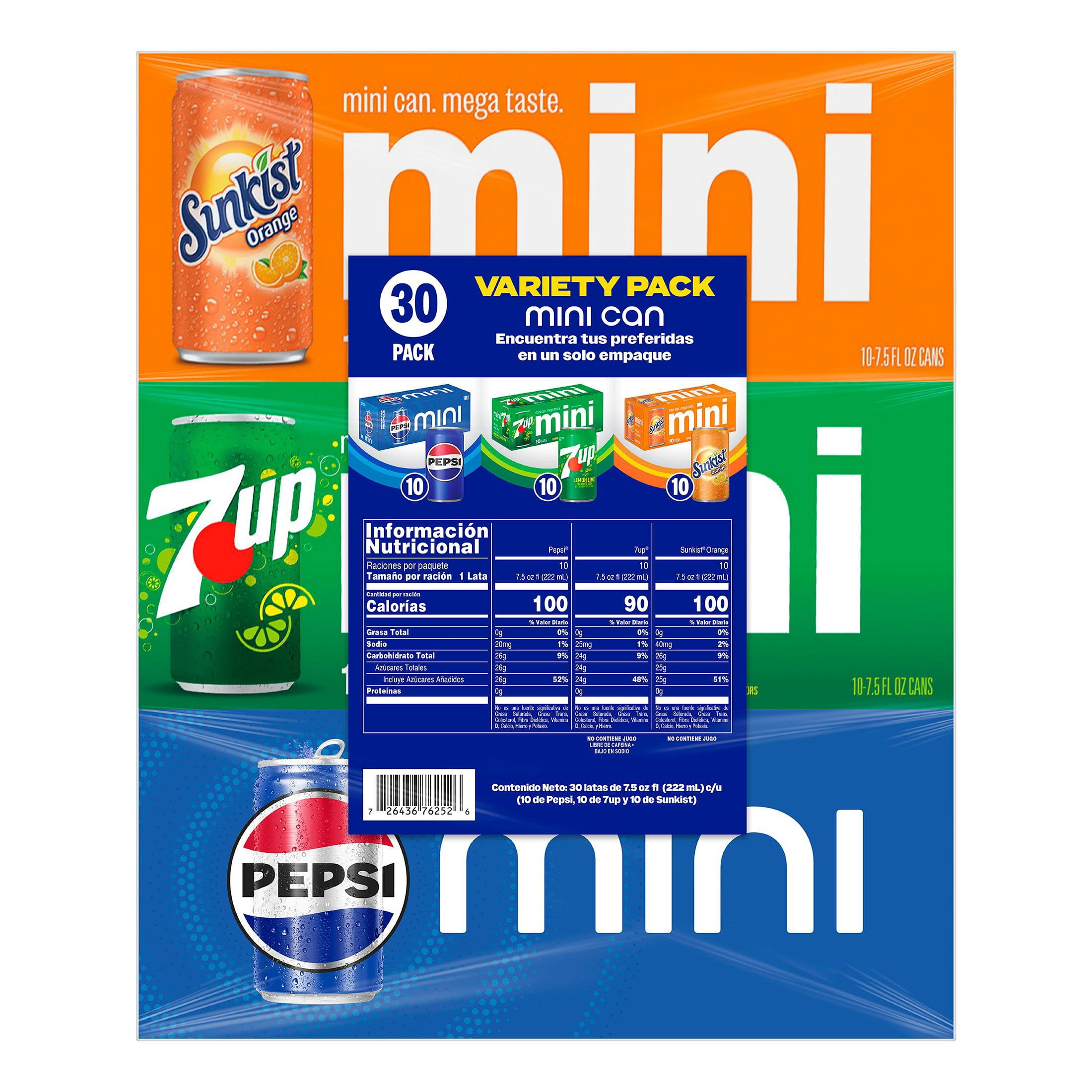 Pepsi-7up-Sunkist Variety Mini Can, 7.5 fl. oz., 30 pk. - Samsclub.com