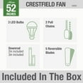 thumbnail image 9 of Hunter 52" Crestfield Indoor Ceiling Fan with LED Light and Pull Chain, 9 of 10