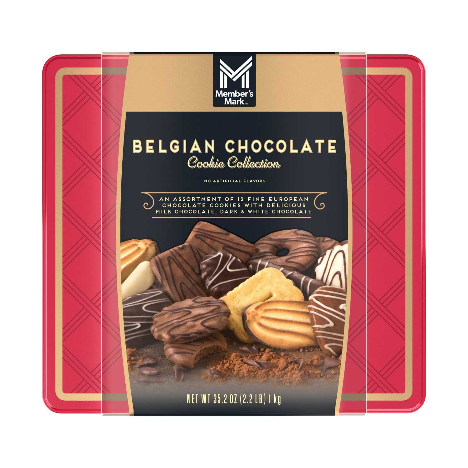 cosmos2018　３本セット Member's Mark Belgian Chocolate Cookie Collection Tin, 1000g