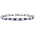 thumbnail image 1 of Round Cut Lab Created Gemstone Tennis Bracelet in Sterling Silver, 1 of 5