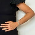 thumbnail image 5 of Pear Cut Lab Created Gemstone Halo Tennis Bracelet in Sterling Silver, 5 of 5
