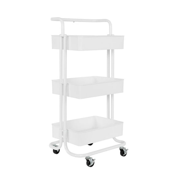 Seville Classics 3-Tier Steel Cart, 16.7" W x 13.9" D x 34.9" H