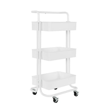 Seville Classics 3-Tier Steel Cart, 16.7" W x 13.9" D x 34.9" H