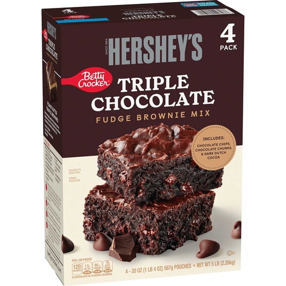 Betty Crocker HERSHEY'S Triple Chocolate Fudge Brownie Mix, 20 oz., 4 pk.