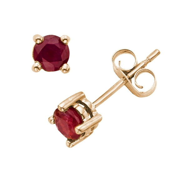 Round Cut Gemstone Stud Earrings in 14K Gold
