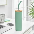 thumbnail image 3 of Member's Mark 24-oz Stainless Steel Insulated Tumblers With Wood Lids And Stainless Steel Straws, Assorted Colors 2 pk., 3 of 6