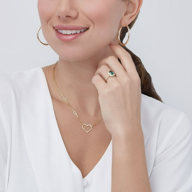 Open Heart Paperclip Chain Pendant Necklace in 14K Gold - Samsclub.com