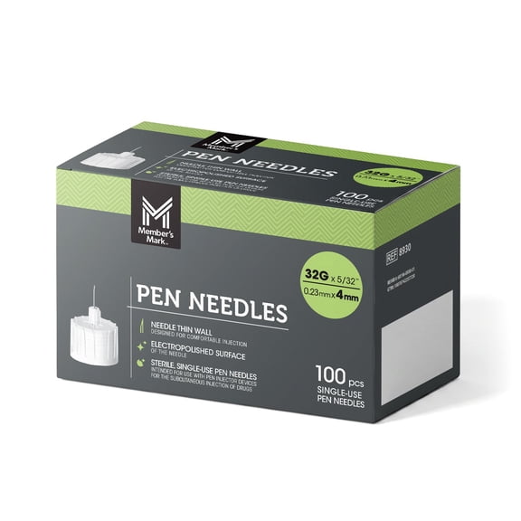 Member's Mark Pen Needles 32G x 4mm, 100 ct.