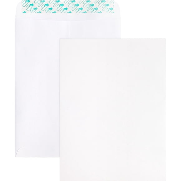 Business Source Self Sealing Catalog Envelope, 9"x12", 28lb, White, 100/Box