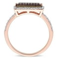 thumbnail image 5 of Baguette-Cut Smokey Quartz and 0.22 CT. T.W. Diamond Halo Ring in 14K Gold, 5 of 7