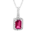 thumbnail image 1 of Emerald Cut Lab Created Gemstone & Diamond Halo Pendant Necklace in 14K Gold, 1 of 4