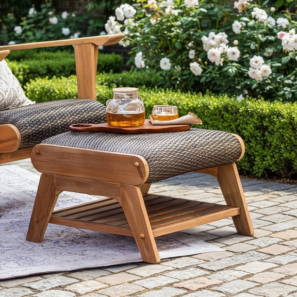 Cambridge Casual Teak and Wicker Adirondack Patio Set, 4pc