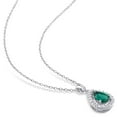 thumbnail image 2 of Lab Created Gemstone Teardrop Halo Pendant and Stud Earrings Set in Sterling Silver, 2 of 6
