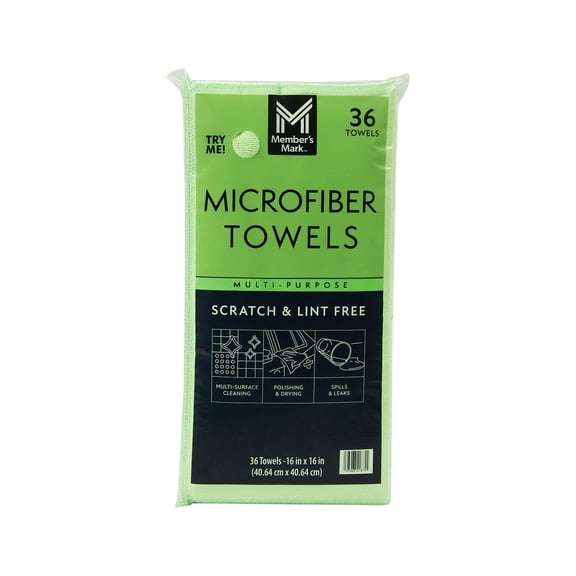 Member's Mark Microfiber Towels, 16" x 16", 36 ct., Choose Color
