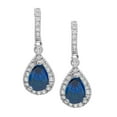 thumbnail image 2 of Pear Cut Gemstone & Halo Diamond Tear Drop Dangle Earrings in 14K Gold, 2 of 4