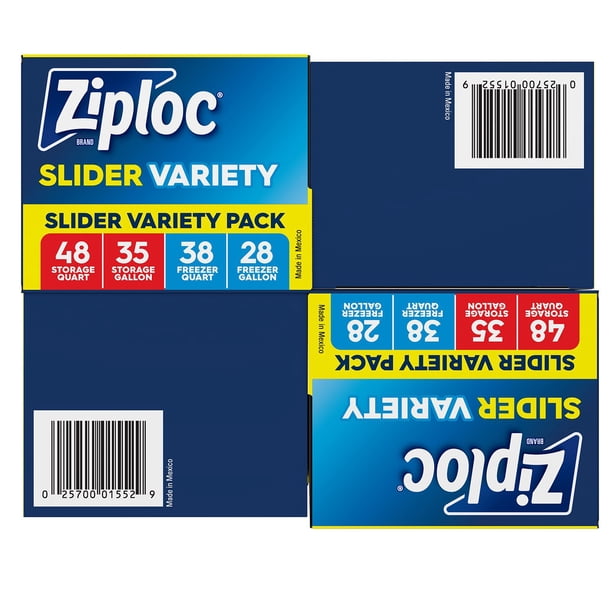 Ziploc Gallon Quart Freezer and Storage Slider Bags Variety Pack