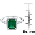 thumbnail image 4 of Emerald Cut Gemstone & 0.14 CT. T.W. Halo Diamond Ring in Sterling Silver, 4 of 5