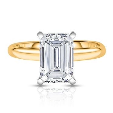 Lab Created Emerald Cut Solitaire Diamond Ring