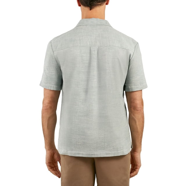 Sperry Men’s Camp Collar Textured Shirt — 2-Piece Bundle (Gray/Taupe Stripe, Large) 2