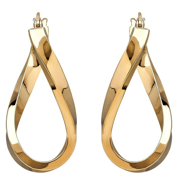 Polished Twist Hoop Earrings in 14K Gold
