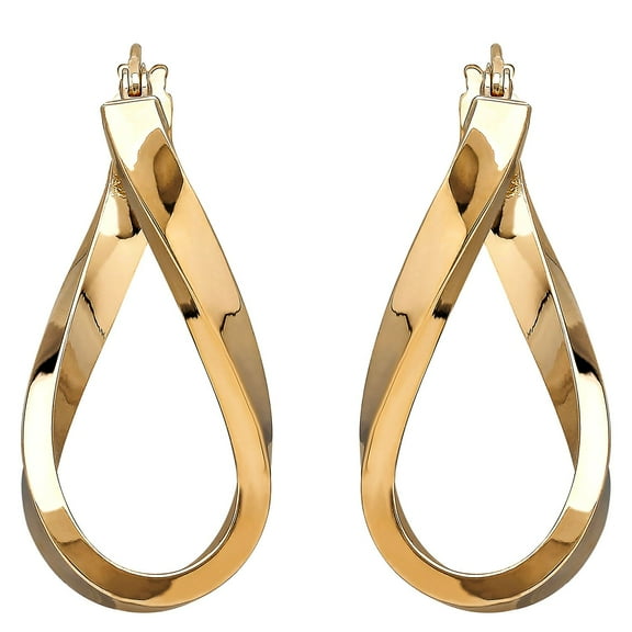 Polished Twist Hoop Earrings in 14K Gold