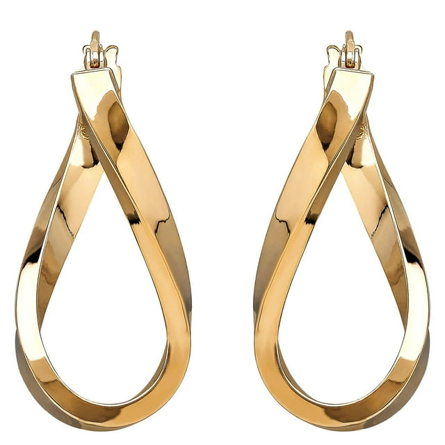 Polished Twist Hoop Earrings in 14K Gold