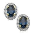 thumbnail image 2 of Oval Cut Genuine Gemstone & 0.16 CT.T.W. Diamond Halo Stud Earrings in 14K Gold, 2 of 4