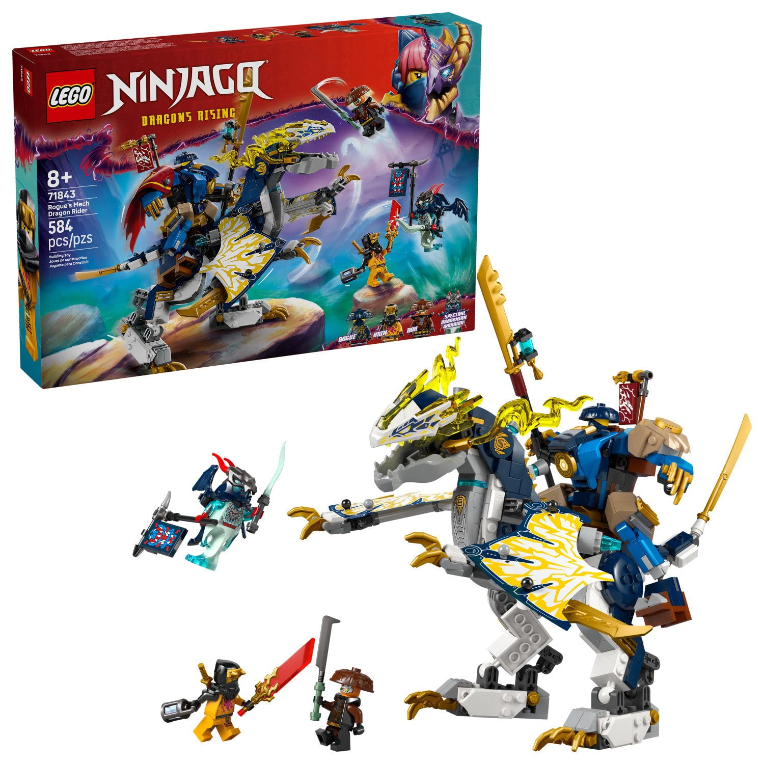 LEGO NINJAGO Rogue's Mech Dragon Rider Kids Building Toy, 584 pc